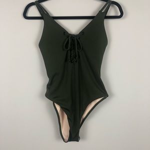 Forest Green one-piece bathing suit/ shirt